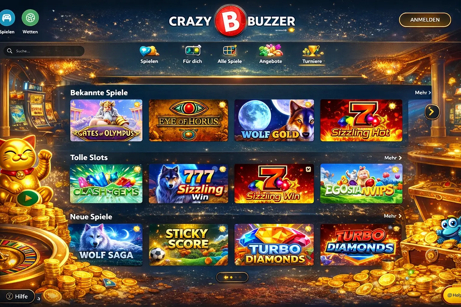 CrazyBuzzer Spielauswahl